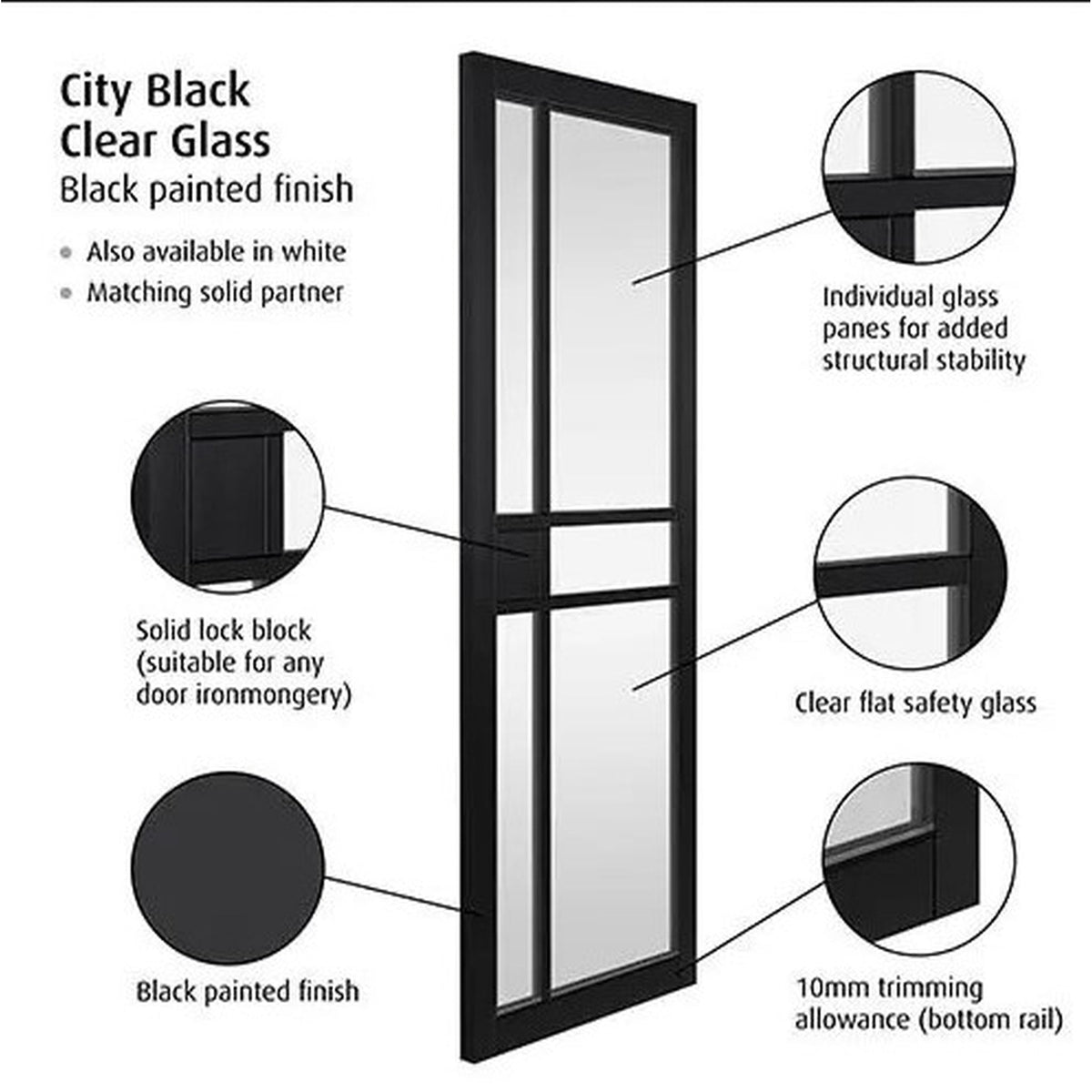 City Black Clear Glass Internal Door - Lifestyle Image 1