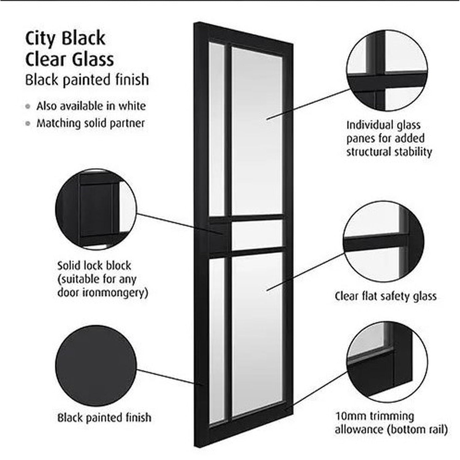 City Black Clear Glass Internal Door - Lifestyle Image 1