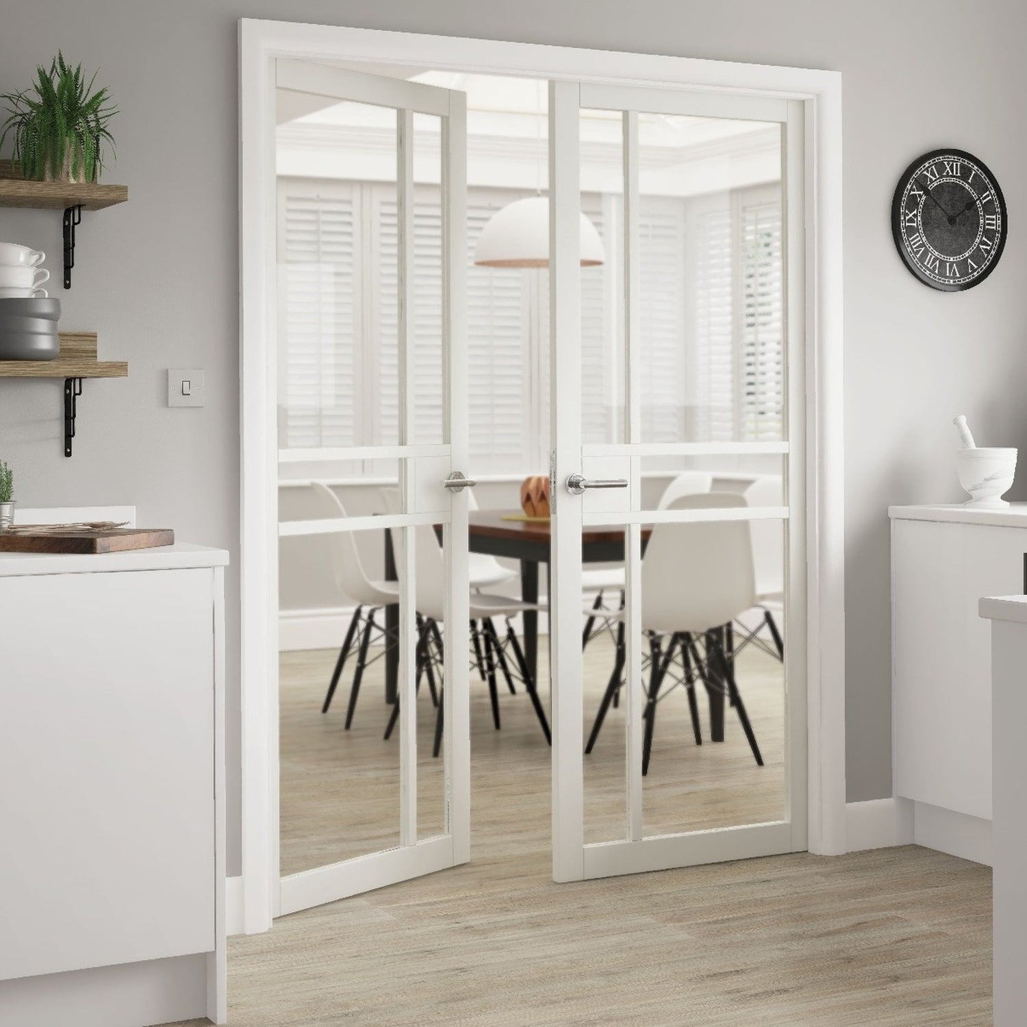 City White Clear Glass Internal Door - Lifestyle Image 1