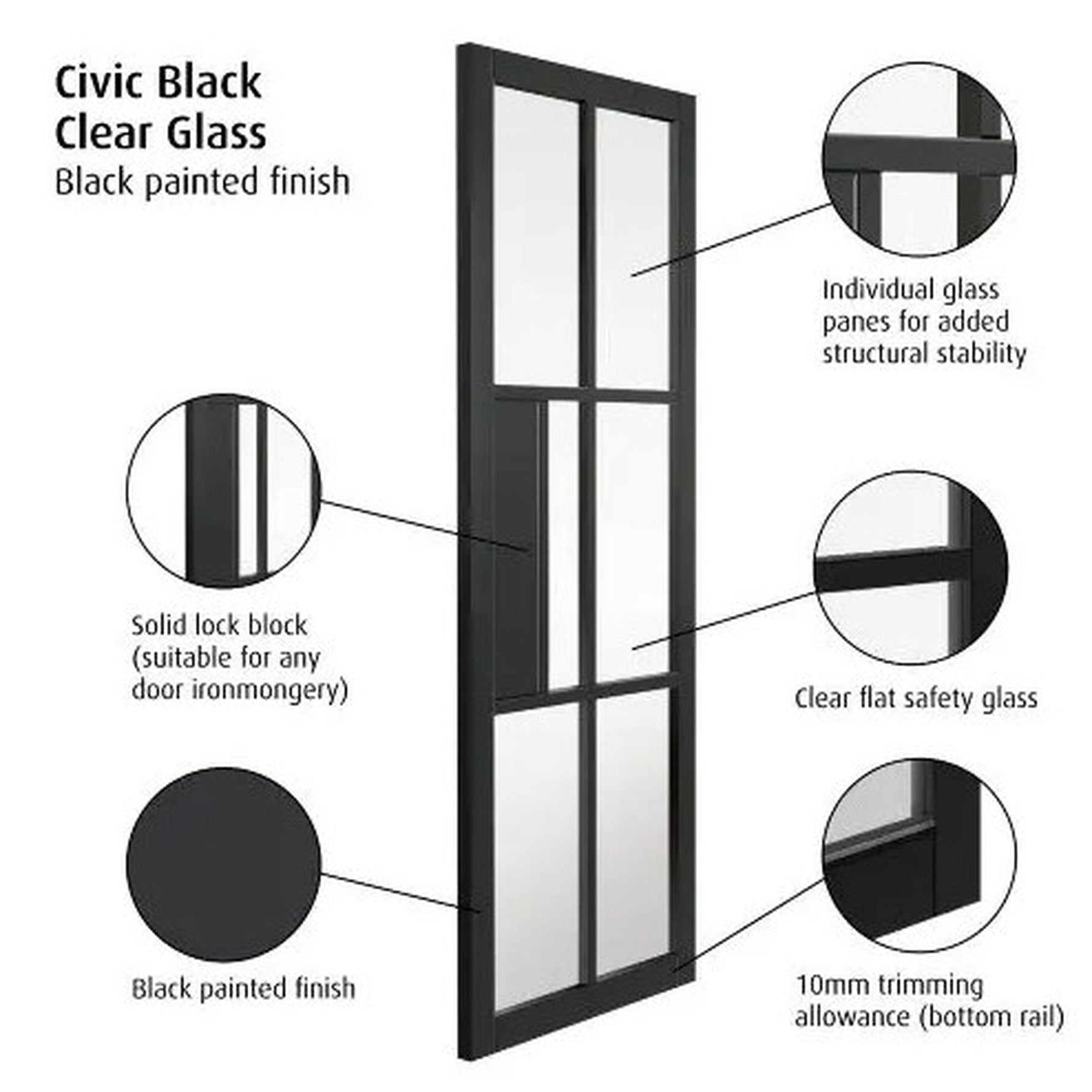 Civic Black Clear glazed Internal Door - Lifestyle Image 2