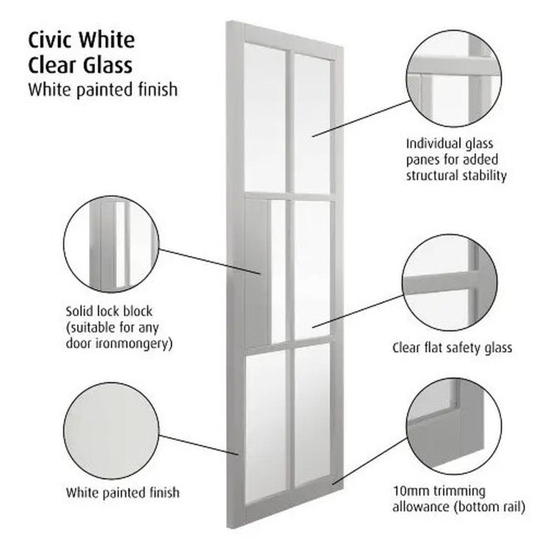 Civic White Clear glazed Internal Door - Lifestyle Image 2