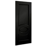 Product Clarendon black prefinished internal door with oval centre panel, angled view