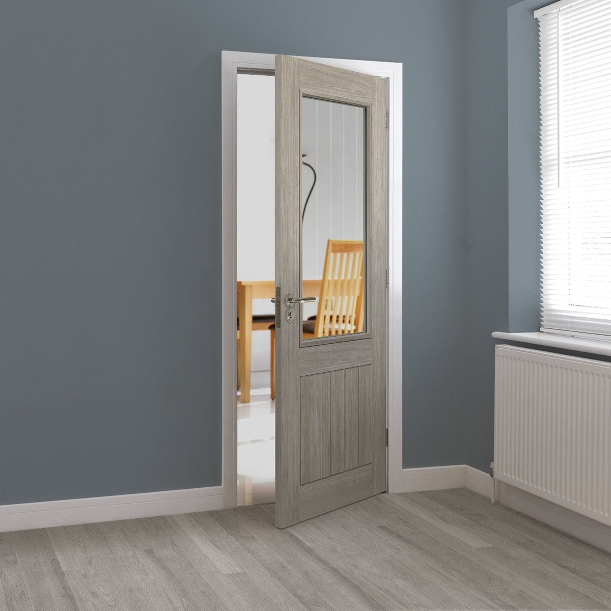 Colorado Light Grey Glazed Laminate Internal Door - Lifestyle Image 2