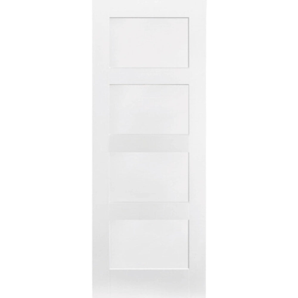 Product contemporary four-panel Shaker white primed internal door