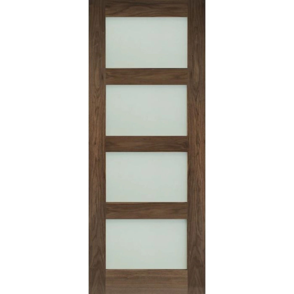 Product walnut Coventry frosted glazed internal door with central glass panel