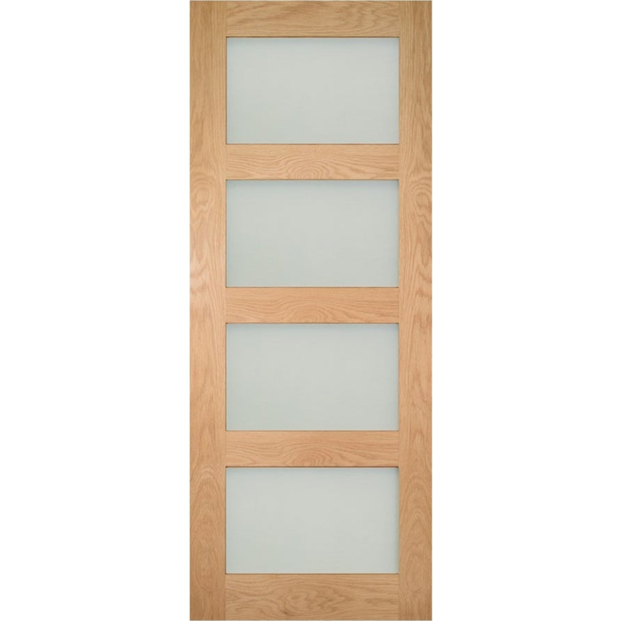 Product Coventry four-panel glazed Shaker prefinished door with obscured glass