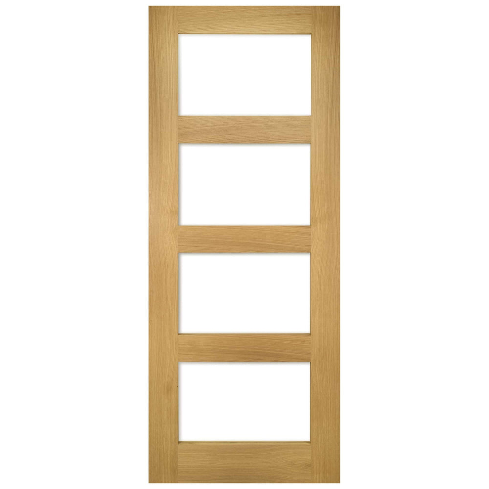 Product Coventry four-panel glazed Shaker style door with clear glass