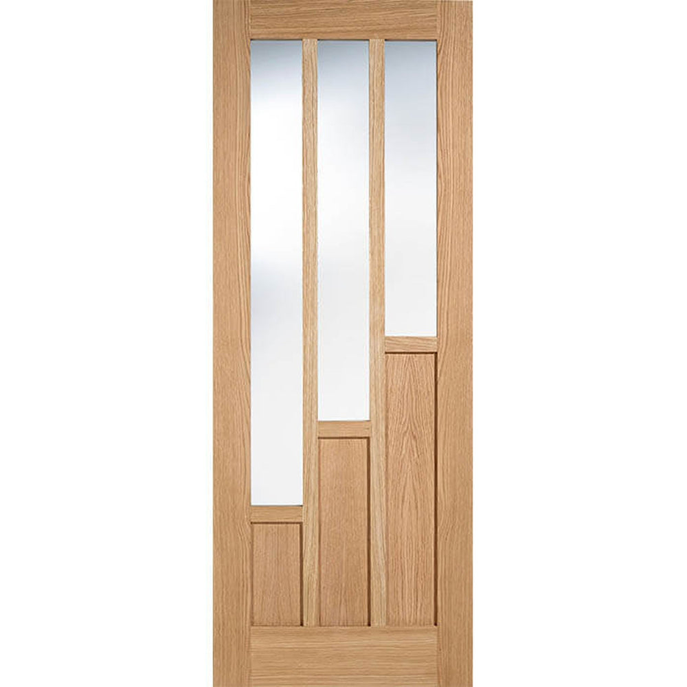 Product Coventry prefinished oak clear glazed six-panel internal door