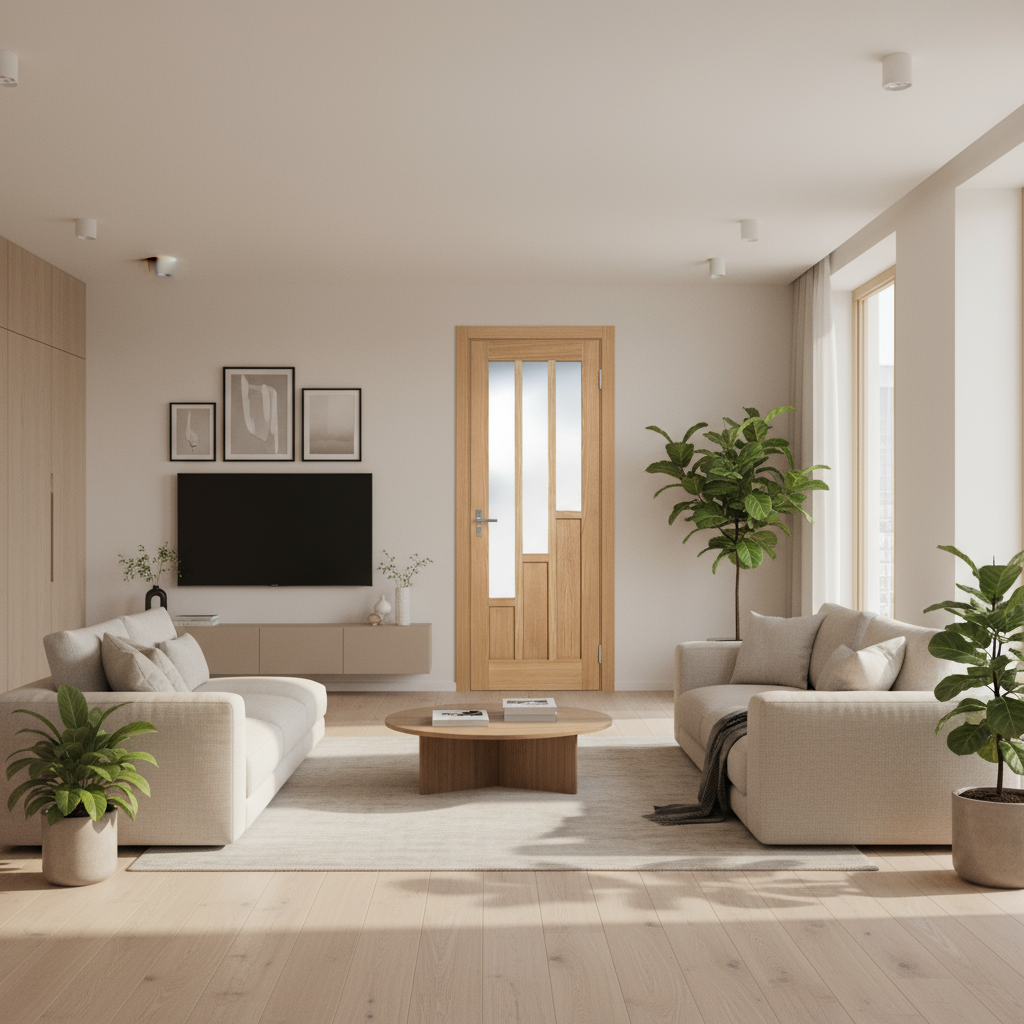 Coventry Prefinished Oak Clear Glazed 6 Panel Internal Door