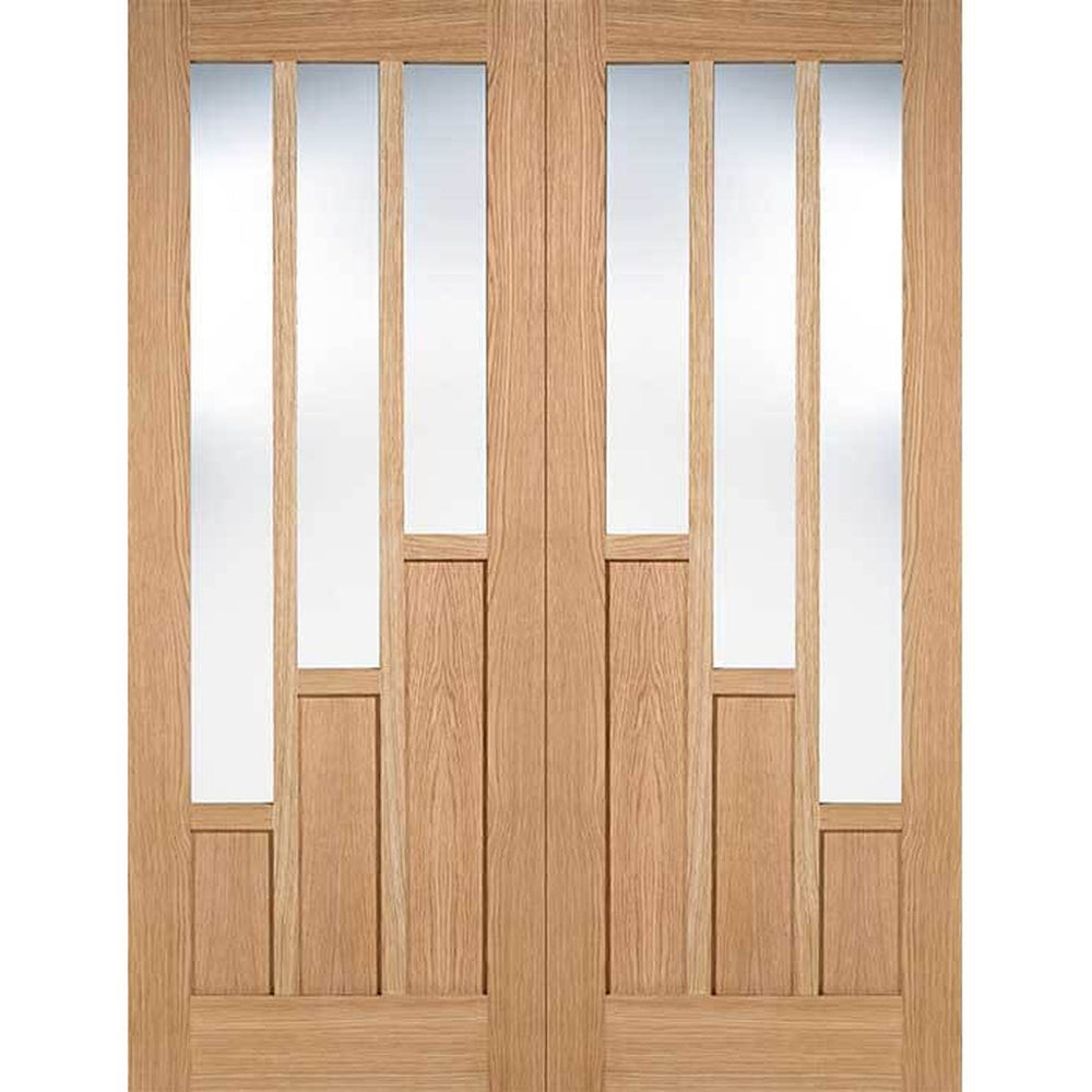 Product Coventry unfinished oak clear glazed internal door pair