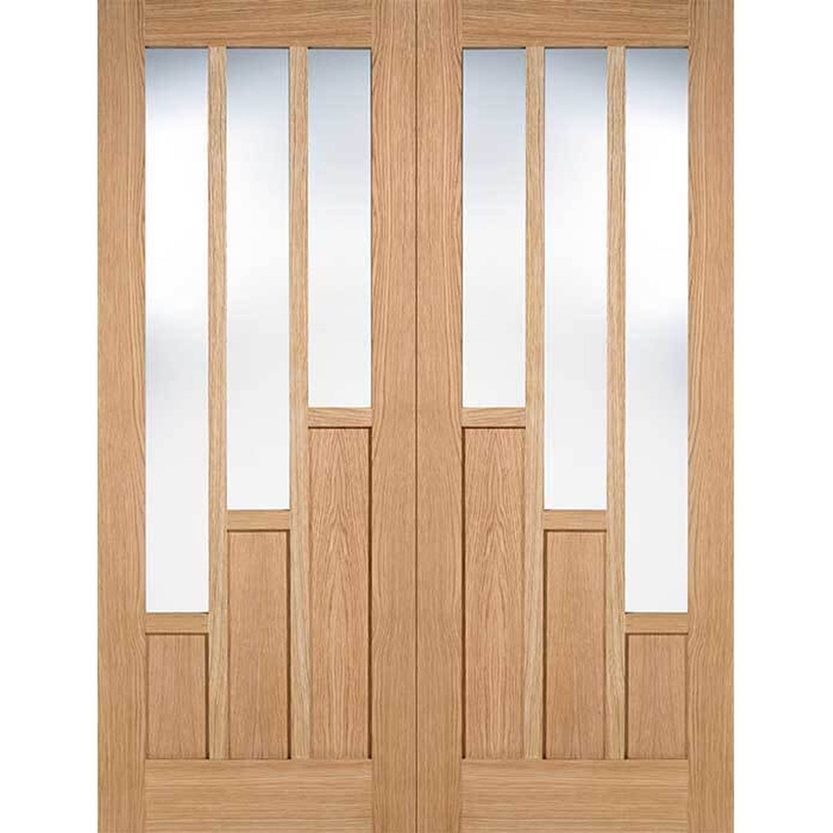 Coventry Unfinished Oak Clear Glazed Internal Door Pair - Main Product Image