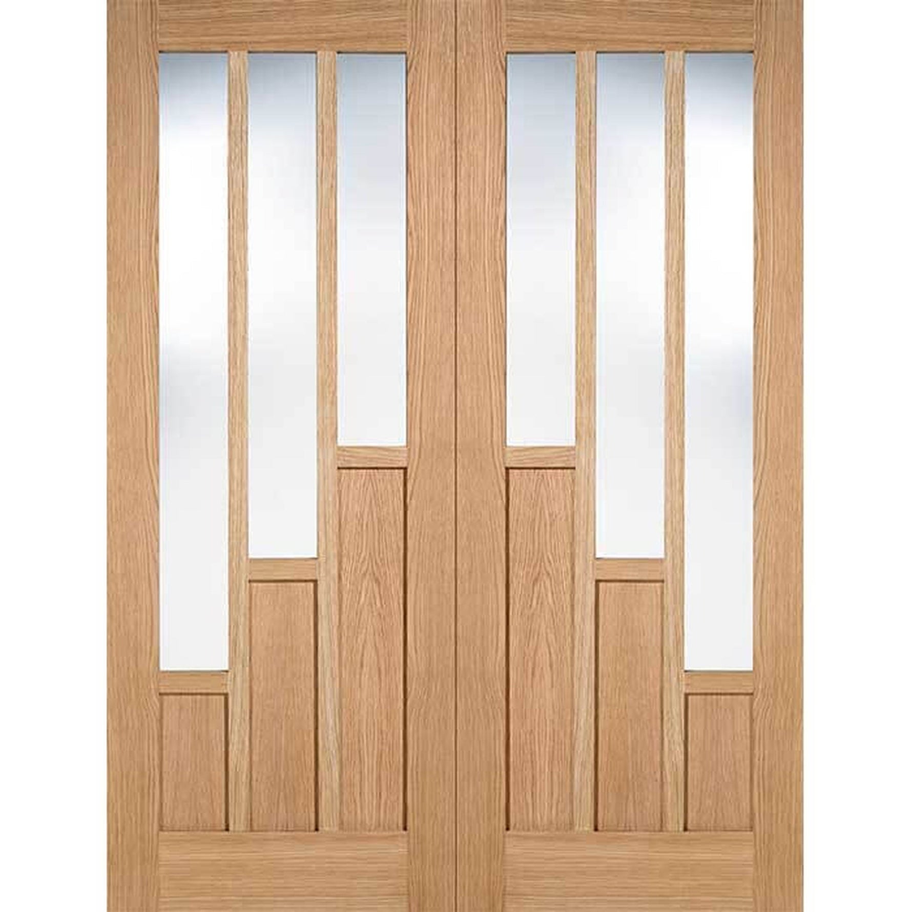 Coventry Unfinished Oak Clear Glazed Internal Door Pair - Main Product Image