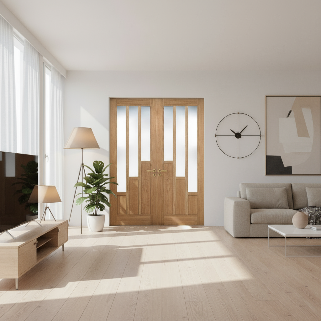 Coventry Unfinished Oak Clear Glazed Internal Door Pair
