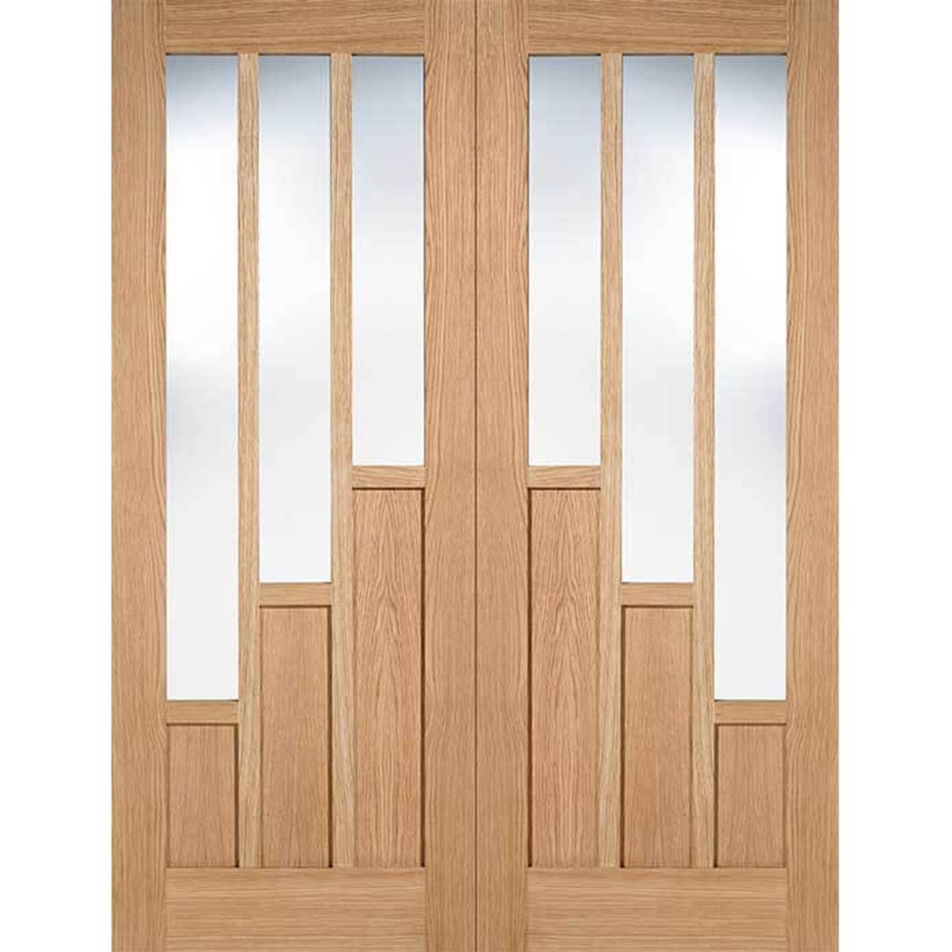 Coventry Unfinished Oak Clear Glazed Internal Door Pair - Main Product Image
