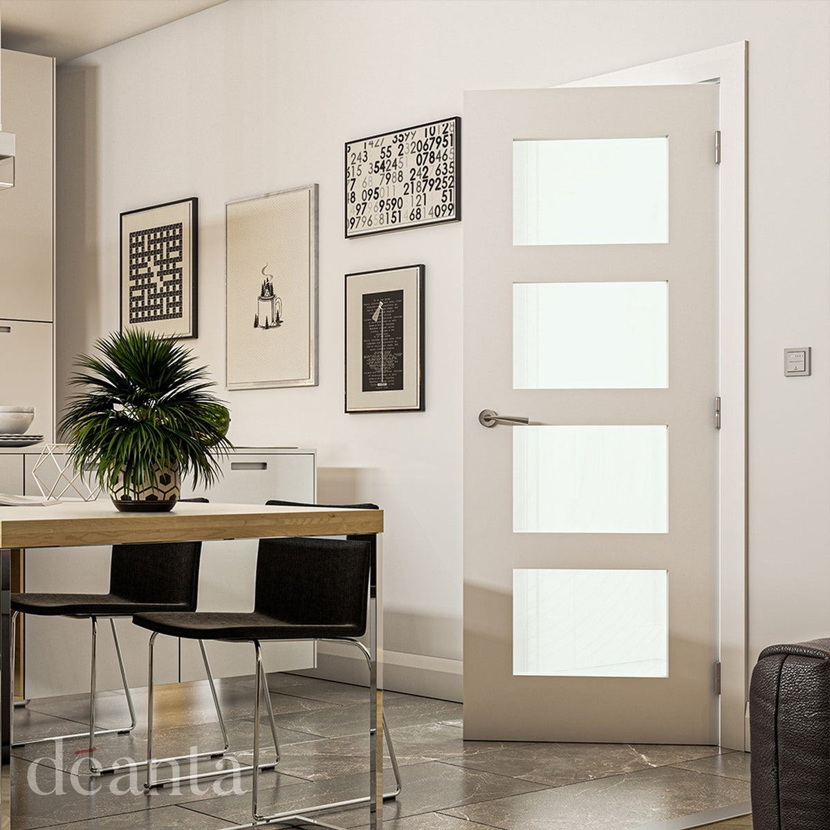 Coventry White Primed Glazed FD30 Fire Door - Lifestyle Image 3