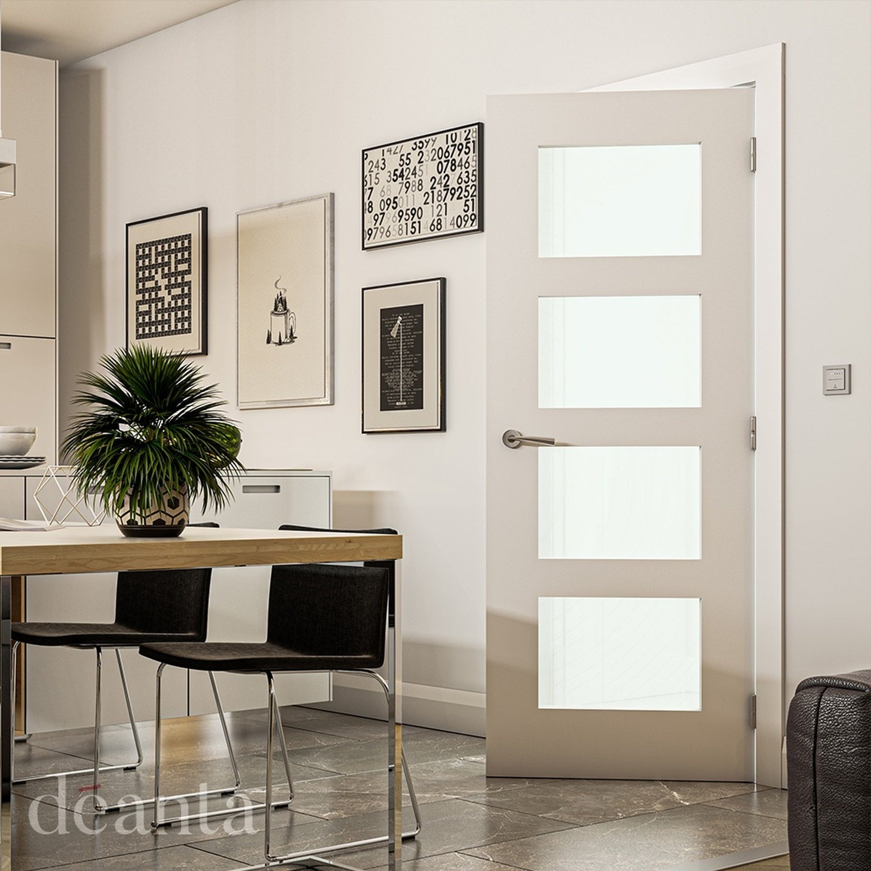 Coventry White Primed Glazed FD30 Fire Door - Lifestyle Image 3