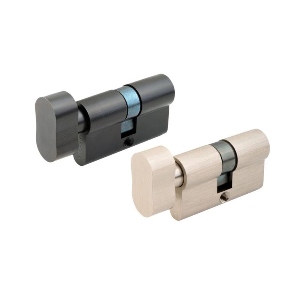 Product cylinder lock with key and knob in brass finish