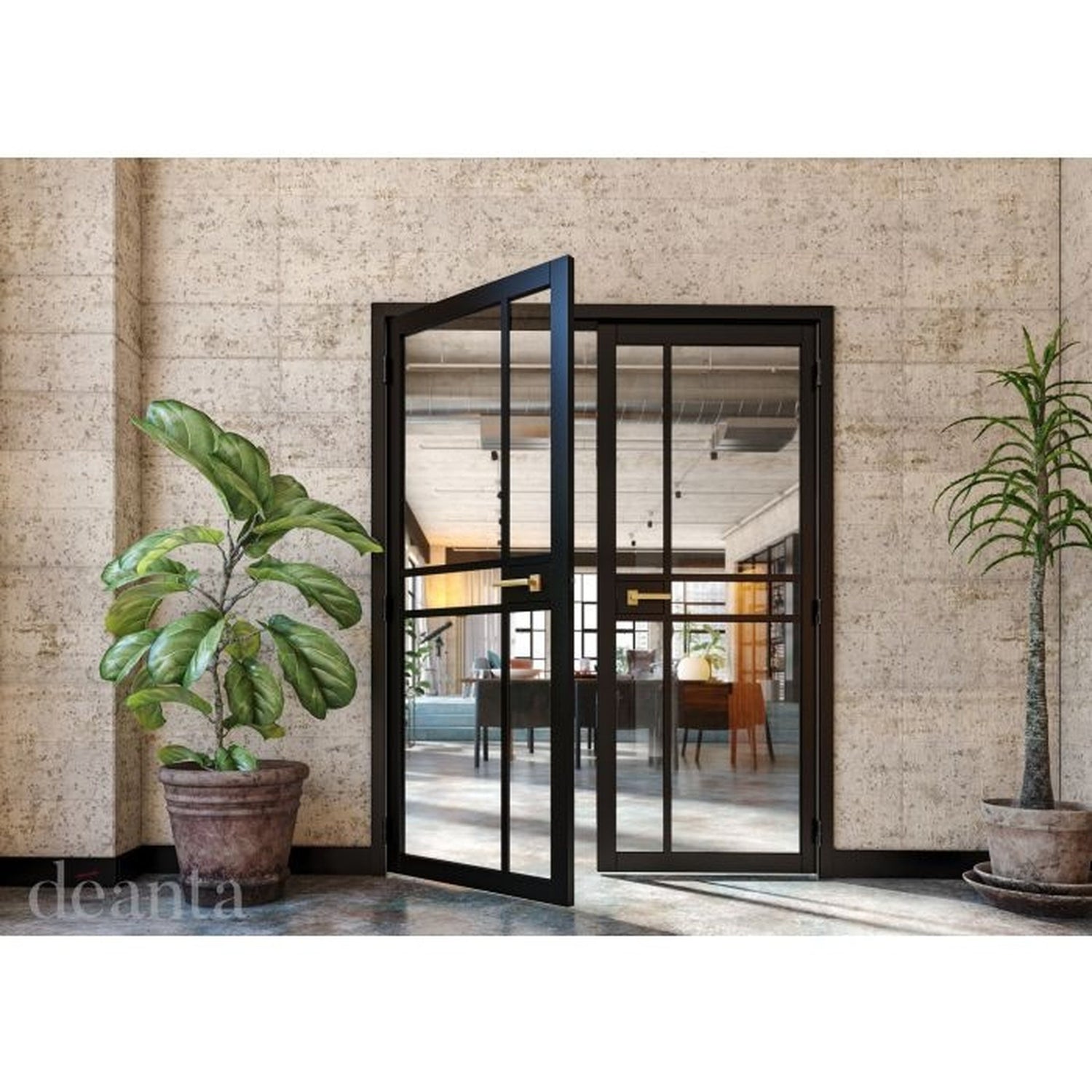 Dalston Black Prefinished Clear Glazed Internal Door - Lifestyle Image 1