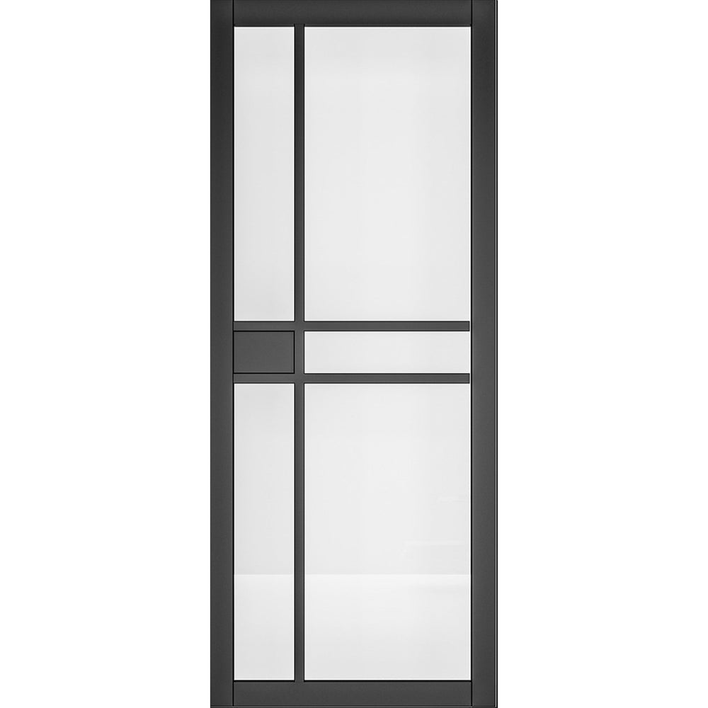 Product Dalston black clear glazed internal door on white background