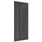 Product black Dalston solid internal door shown angled