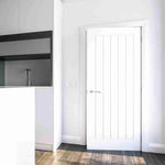 Lifestyle Deanta Ely white primed FD60 fire door in a bright kitchen interior