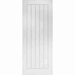 Product Deanta Ely white primed FD60 fire door with vertical panel design, front view