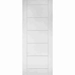 Product Deanta Seville white primed FD60 fire door with horizontal panel design