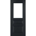 Product Windsor prefinished black glazed FD30 fire door with two raised lower panels