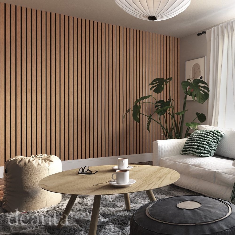 Product Deanta oak PLUS acoustic wall panelling panel on white background