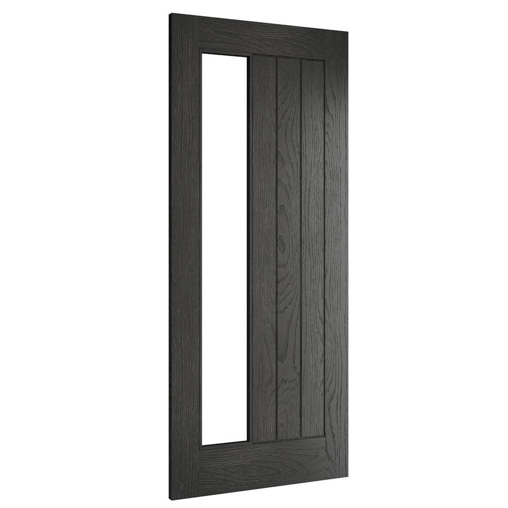 Product Deanta Ely brushed black oak clear glazed door