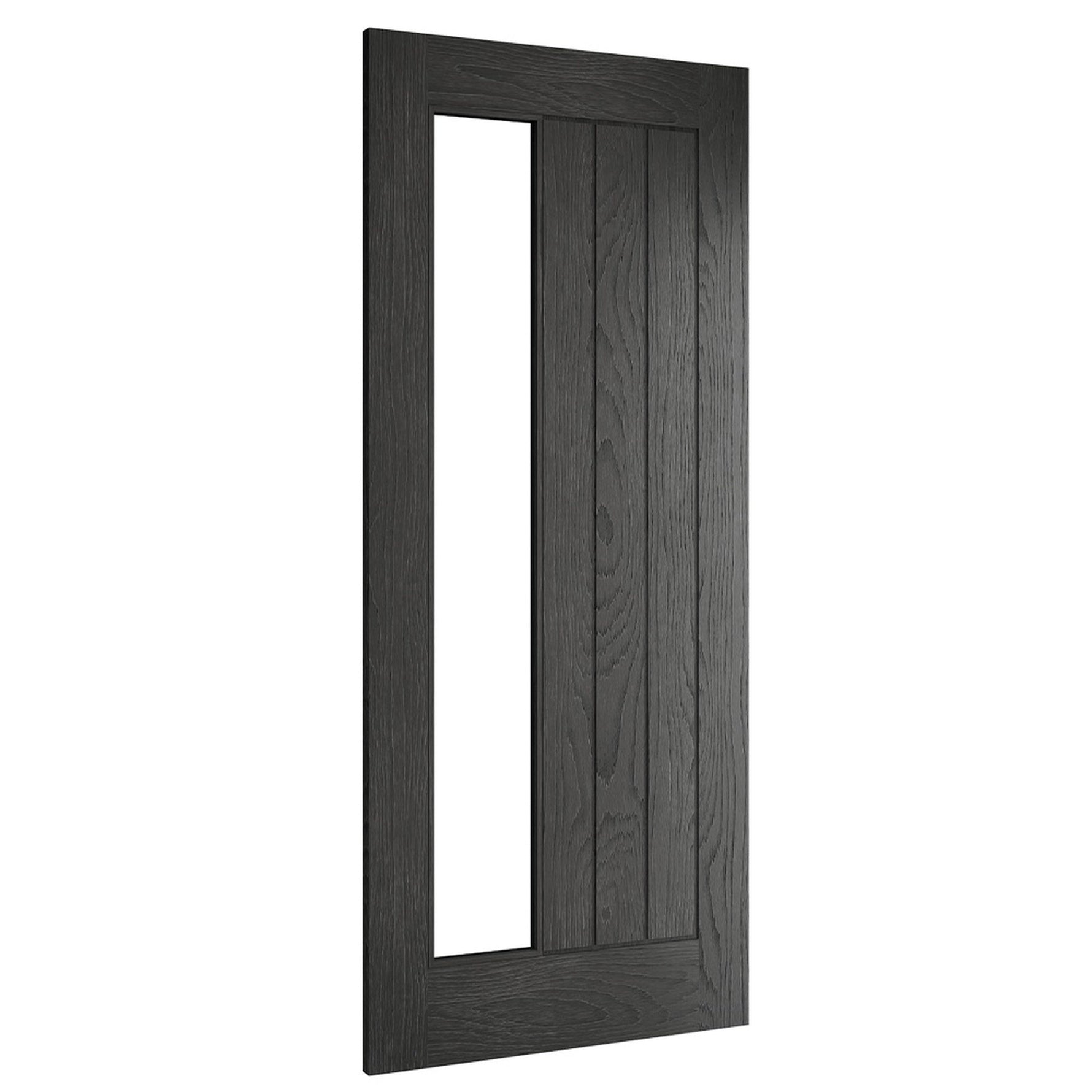 Deanta Ely Brushed Black Oak Clear Glazed Internal Door - Lifestyle Image 1
