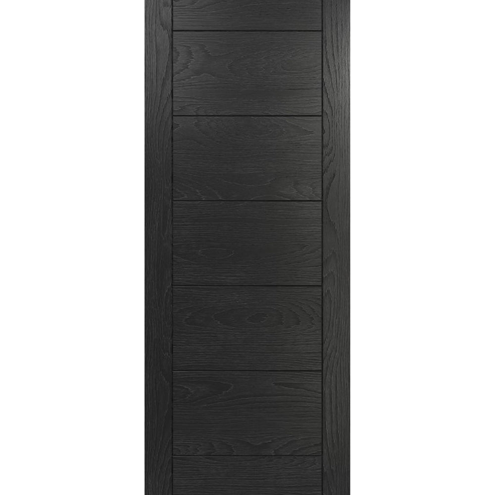 Product Deanta Seville brushed black oak interior door on white background