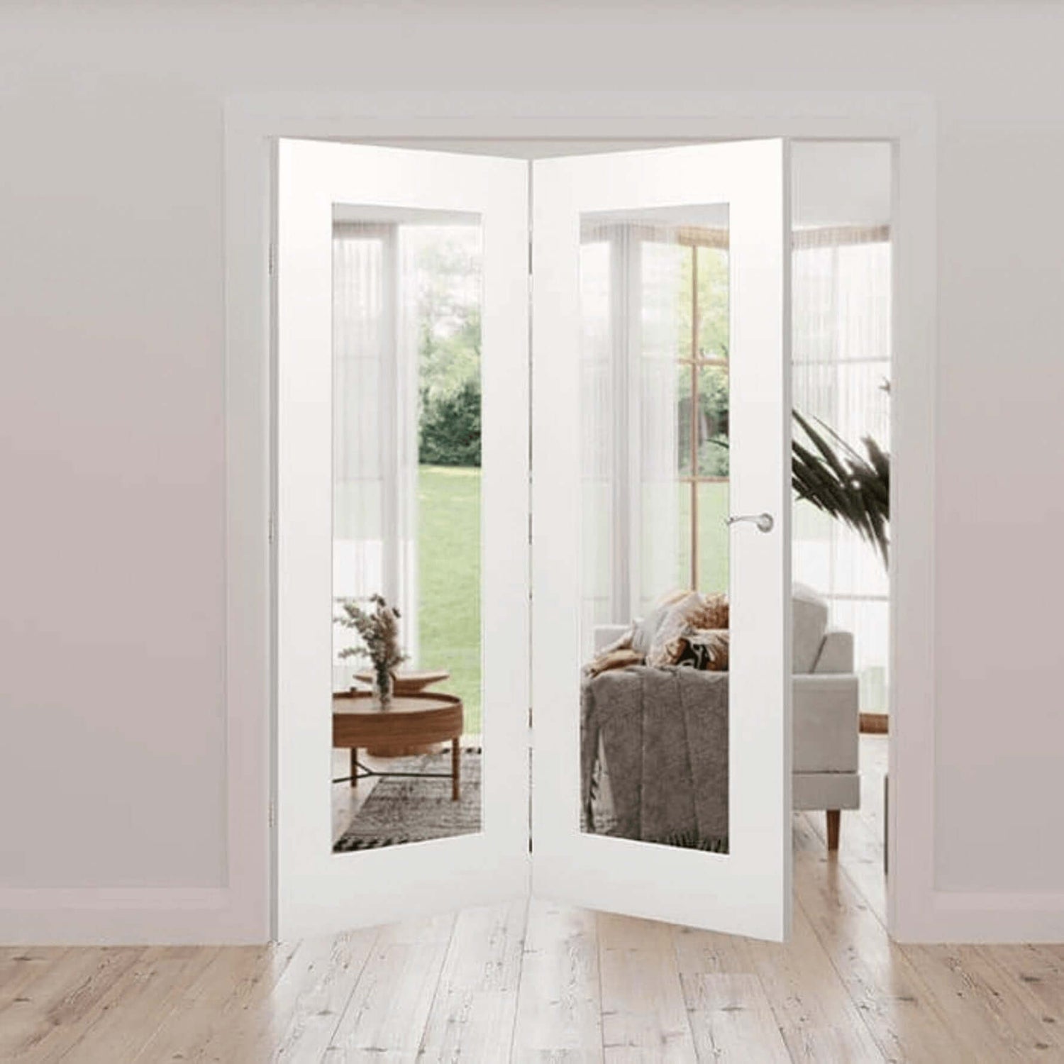 Denver Clear Glazed White Primed Internal Door Fold Kit