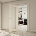 Lifestyle ivory Denver solid internal door in a warm neutral room
