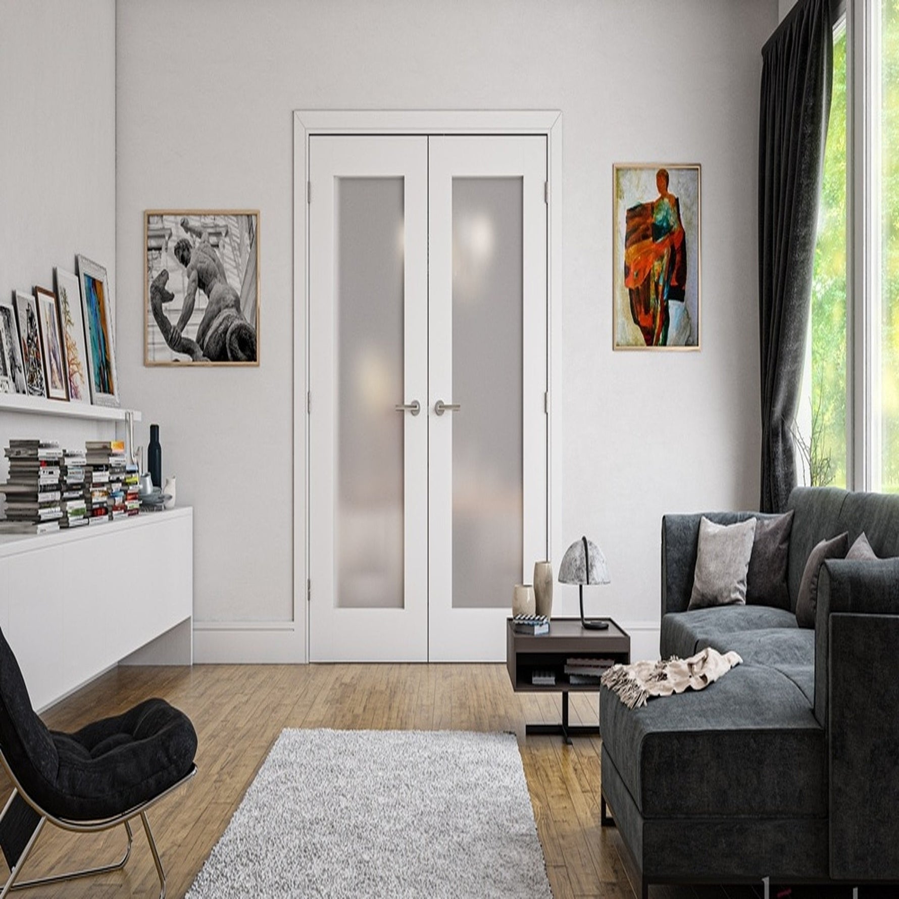 Denver White Primed Clear Glazed Door - Lifestyle Image 1
