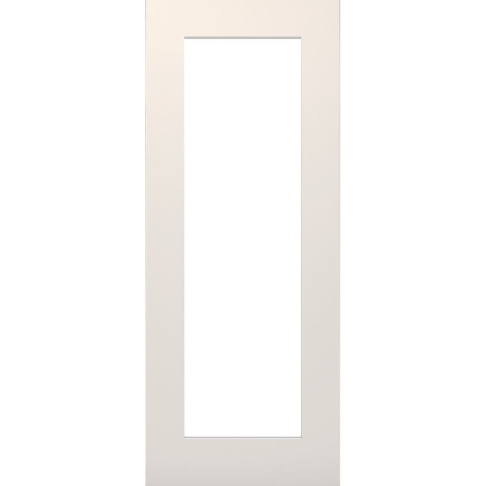 Product Denver white primed clear glazed door on white background