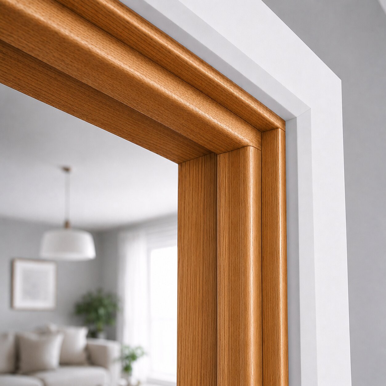 Product timber door lining set with long frame sections