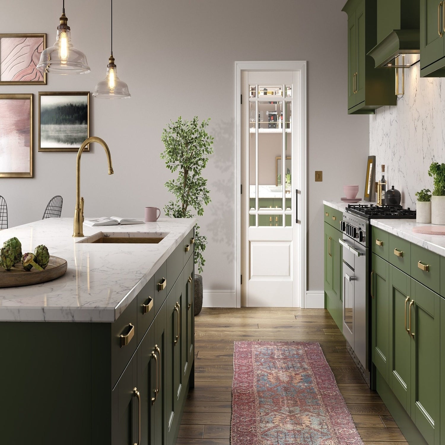 Downham White Primed 9L Clear Glazed Internal Door - Lifestyle Image 1