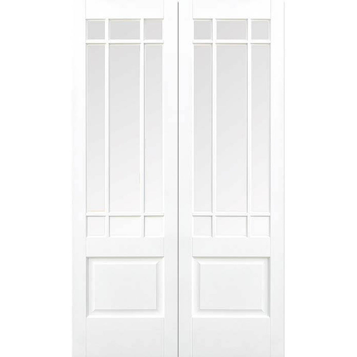 Downham White Primed Clear Glazed Internal Door Pair - Main Product Image