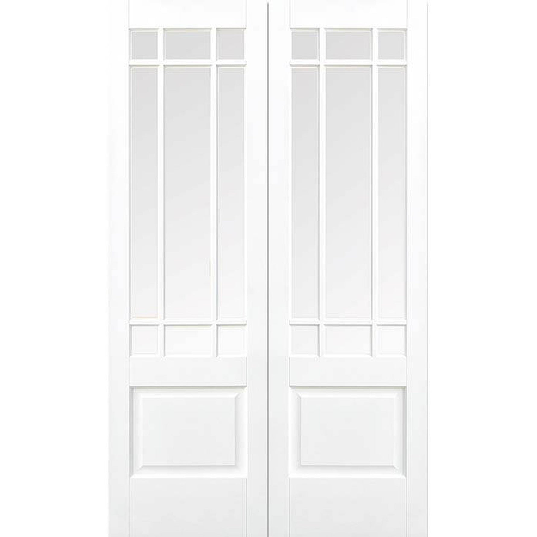 Downham White Primed Clear Glazed Internal Door Pair - Main Product Image