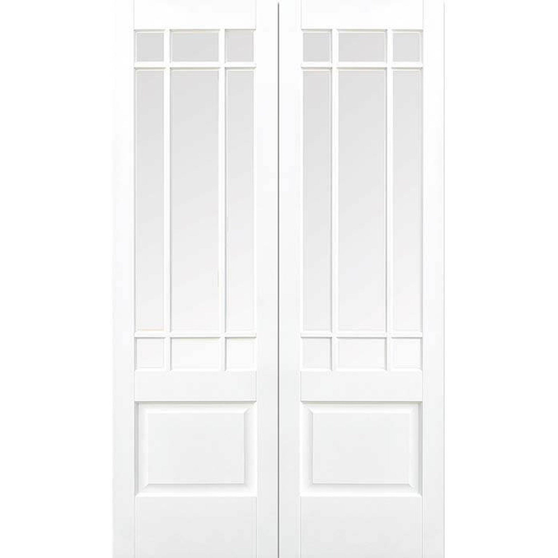 Downham White Primed Clear Glazed Internal Door Pair - Main Product Image