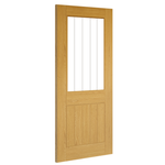 Product oak Ely one-light clear glazed internal door shown angled