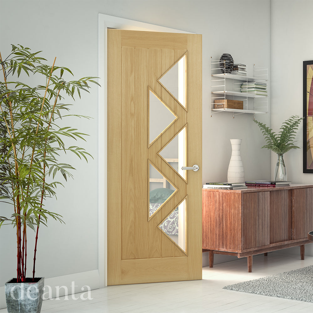 Mexicana Ely Prefinished Internal Oak 5L Glazed Door