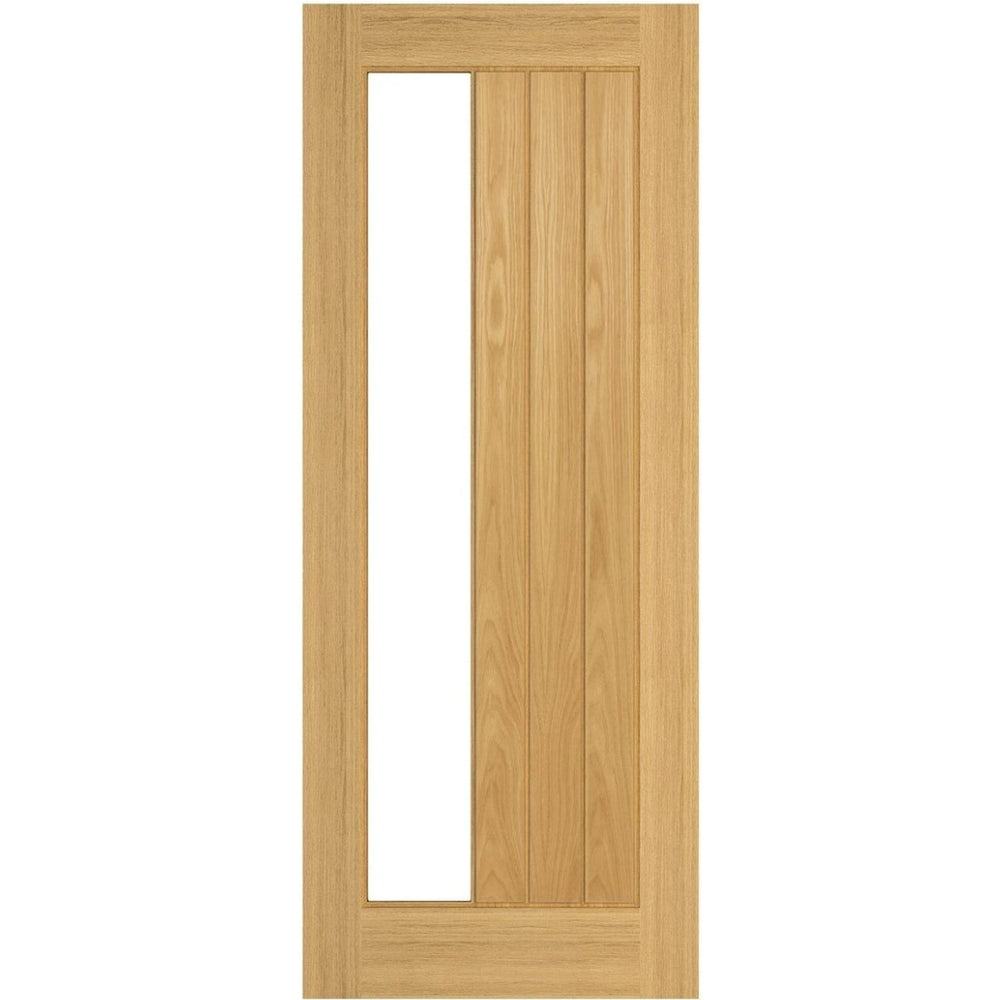 Product Ely prefinished oak 1SL glazed FD30 fire door on white background