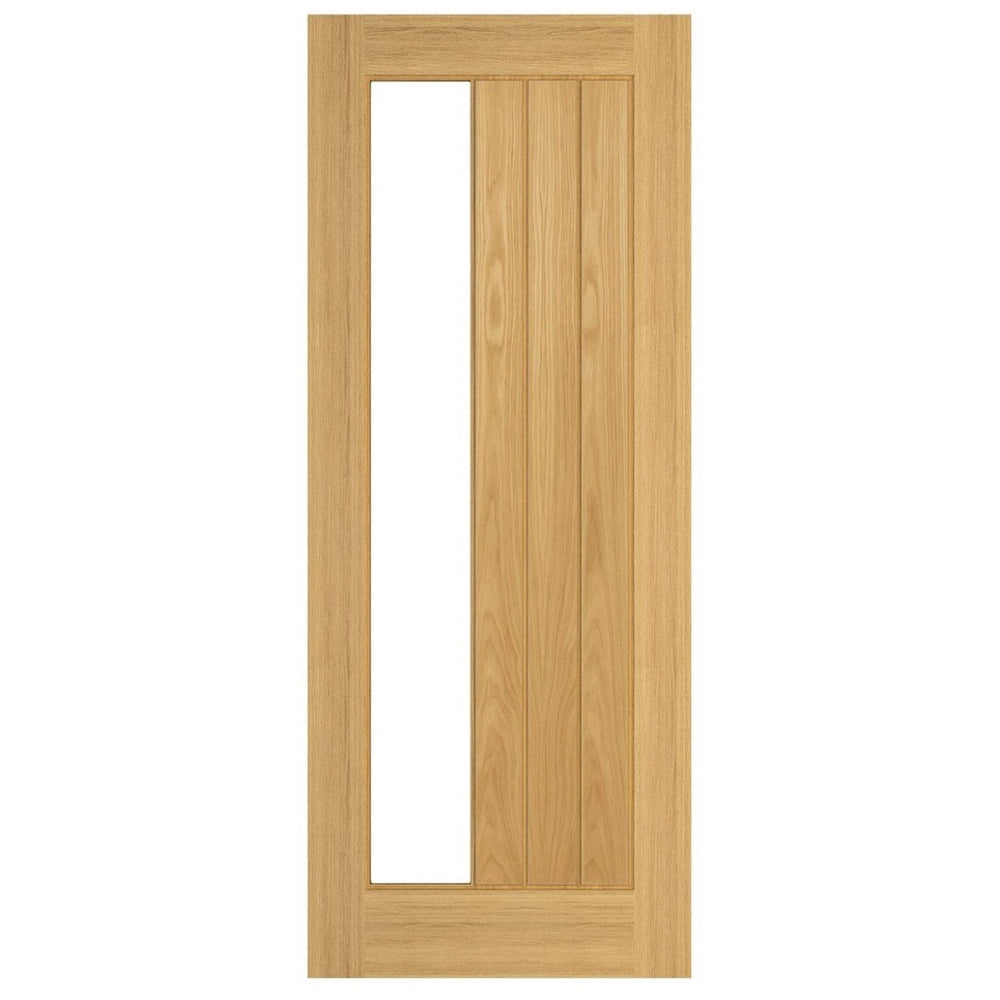 Product Ely prefinished oak 1SL glazed internal door on white background