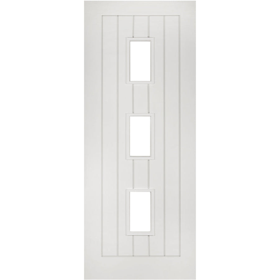 Product white primed Ely clear glazed internal door with vertical groove design