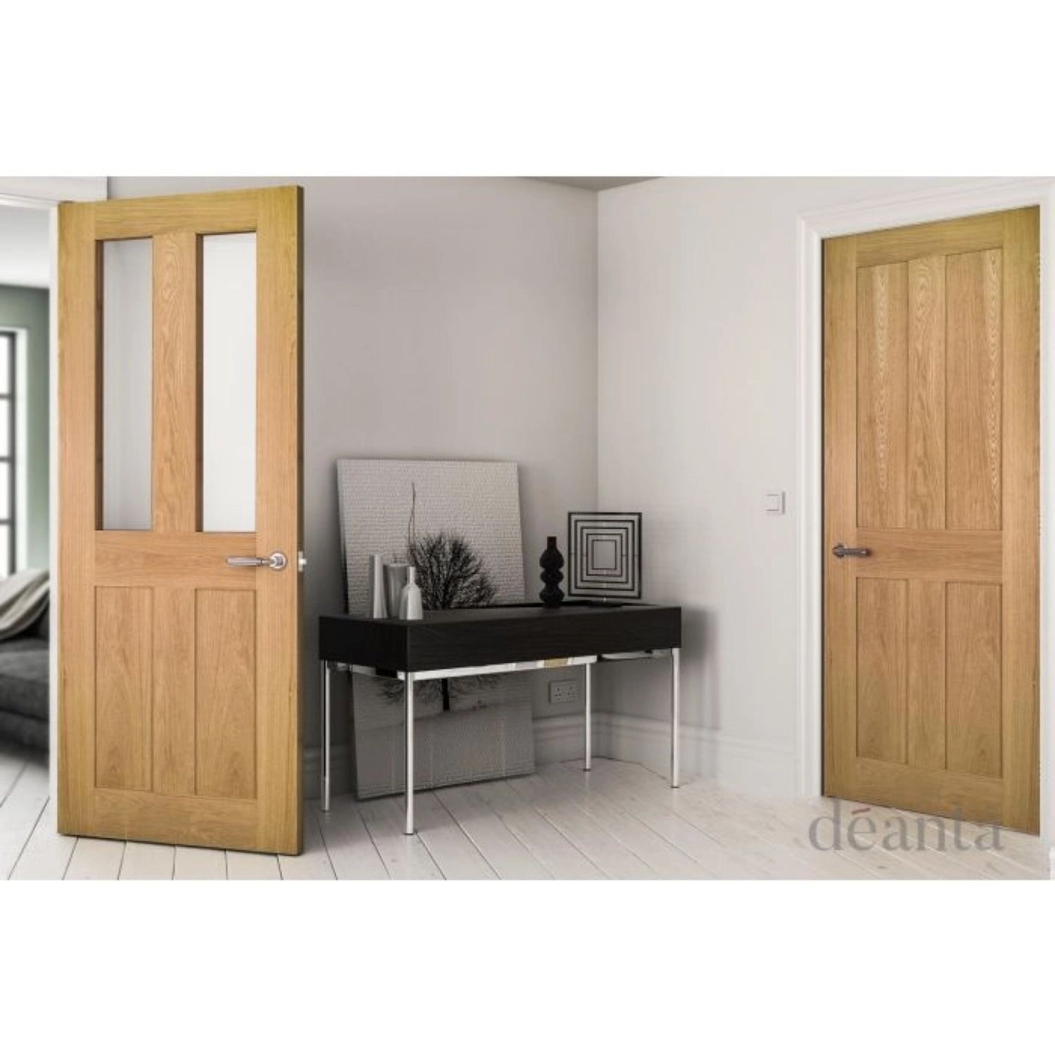 Eton Flat Panel Glazed Oak Door