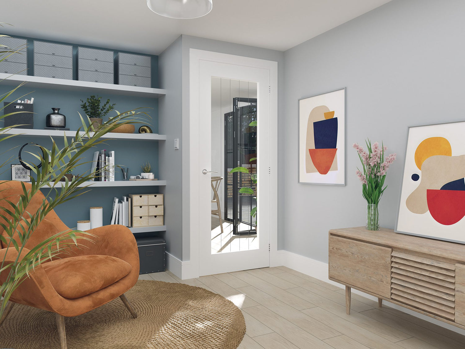 Ely White Primed 1L Glazed Internal Door