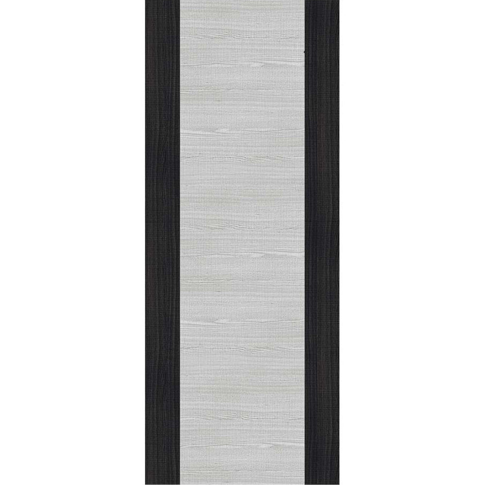 Light grey ash flush FD30 fire door with dark grey edges, front view