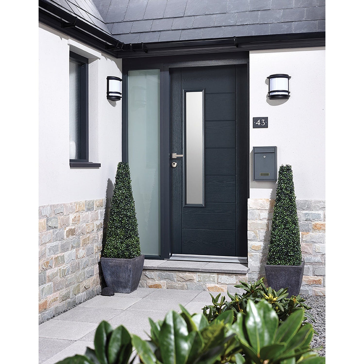 GRP Newbury Grey Glazed 1L External Door - Lifestyle Image 1